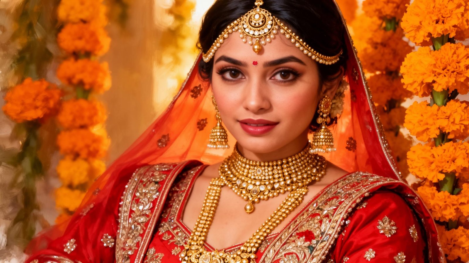 Indian bride in red lehenga